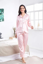 ​Silk Stripe Lounge Pajama Set -  QH Clothing