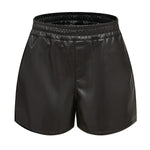 Simple Faux Leather Casual Shorts - QH Clothing