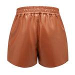 Simple Faux Leather Casual Shorts - QH Clothing