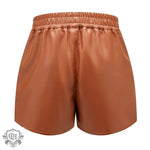 Simple Faux Leather Casual Shorts - QH Clothing