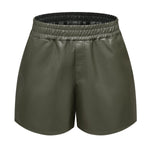 Simple Faux Leather Casual Shorts - QH Clothing