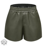 Simple Faux Leather Casual Shorts - QH Clothing