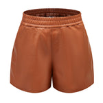 Simple Faux Leather Casual Shorts - QH Clothing