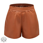 Simple Faux Leather Casual Shorts - QH Clothing