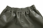 Simple Faux Leather Casual Shorts - QH Clothing