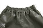 Simple Faux Leather Casual Shorts - QH Clothing