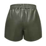 Simple Faux Leather Casual Shorts - QH Clothing