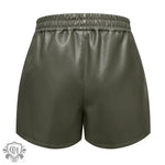 Simple Faux Leather Casual Shorts - QH Clothing