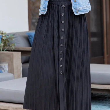 Spring Summer Elastic Waist Pleated Front Buckle Casual Package Hip Mid Skirt - Quality Home Clothing| Beauty