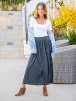 Spring Summer Elastic Waist Pleated Front Buckle Casual Package Hip Mid Skirt - Quality Home Clothing| Beauty