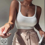 Women Clothing Summer Sexy Slim Fit Sleeveless Bodysuit Rib Sunken Stripe Base Clothing - Quality Home Clothing| Beauty