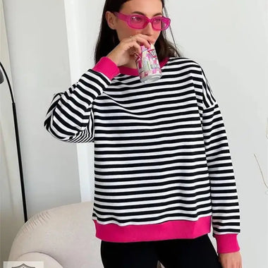 Simple Striped Colour Contrast Sweater - Quality Home Clothing| Beauty