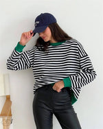 Simple Striped Colour Contrast Sweater - Quality Home Clothing| Beauty