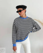 Simple Striped Colour Contrast Sweater - Quality Home Clothing| Beauty