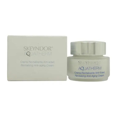 Skeyndor Aquatherm Revitalising Anti-Aging Eye Cream in white jar with retail packaging