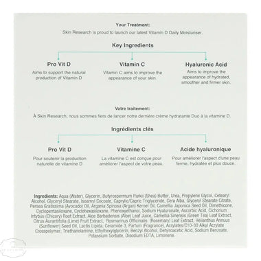 Skin Research Anti-Ageing Vitamin D With Hyaluronic Acid Vitamin C Duo Moisturiser 50ml - QH Clothing