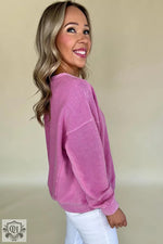 Skobeloff Solid Color Notched Neck Drop Shoulder Sweatshirt - Tops/Sweatshirts & Hoodies