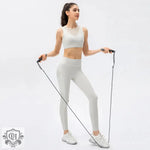 Women Yoga Suit Buckle Sports Bra Nude Feel  Line Tight Trousers Running Training Fitness Two Piece Set - Quality Home Clothing| Beauty