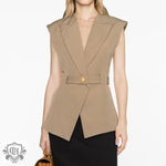 Sleeveless Belted Office Vest - Clothing