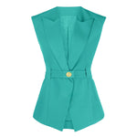 Sleeveless Belted Office Vest - S / Skyblue - Clothing