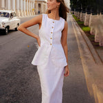 Sleeveless Buttoned Top & Maxi Skirt - Clothing