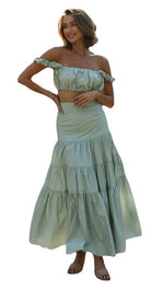 Sleeveless Crop Top & Long Swing Skirt - Clothing