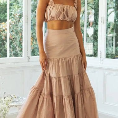 Sleeveless Crop Top & Long Swing Skirt - Clothing