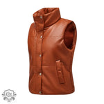 Sleeveless Stand Collar Jacket - Clothing