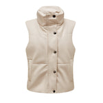 Sleeveless Stand Collar Jacket - Clothing