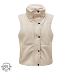 Sleeveless Stand Collar Jacket - Clothing