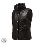 Sleeveless Stand Collar Jacket - Clothing