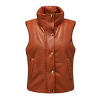 Sleeveless Stand Collar Jacket - Clothing