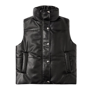 Sleeveless Stand Collar Jacket - Clothing