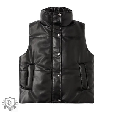 Sleeveless Stand Collar Jacket - Clothing