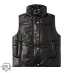 Sleeveless Stand Collar Jacket - S / Black - Clothing