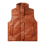 Sleeveless Stand Collar Jacket - S / camel - Clothing