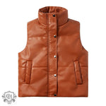 Sleeveless Stand Collar Jacket - S / camel - Clothing