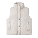 Sleeveless Stand Collar Jacket - S / White - Clothing