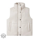 Sleeveless Stand Collar Jacket - S / White - Clothing