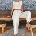 Sleeveless Tie Up Top & Drawstring Trousers - Clothing