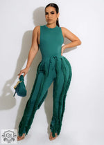 Sleeveless Top & Tassel Trim Trousers - Clothing