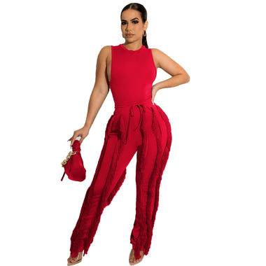 Sleeveless Top & Tassel Trim Trousers - Clothing