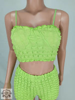 Sleeveless Two Piece Ruffle Set - Clothing