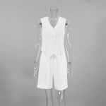 Sleeveless V-Neck Vest & Shorts Set - Clothing