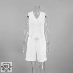 Sleeveless V-Neck Vest & Shorts Set - Clothing