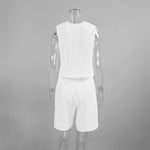 Sleeveless V-Neck Vest & Shorts Set - Clothing