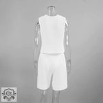 Sleeveless V-Neck Vest & Shorts Set - Clothing