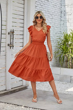 Clothing Wooden Ear Sleeveless V Neck Waist Pleated Dress - Quality Home Clothing| Beauty