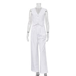 Sleeveless Vest Waistcoat & Trousers - S / White - Clothing