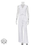 Sleeveless Vest Waistcoat & Trousers - S / White - Clothing